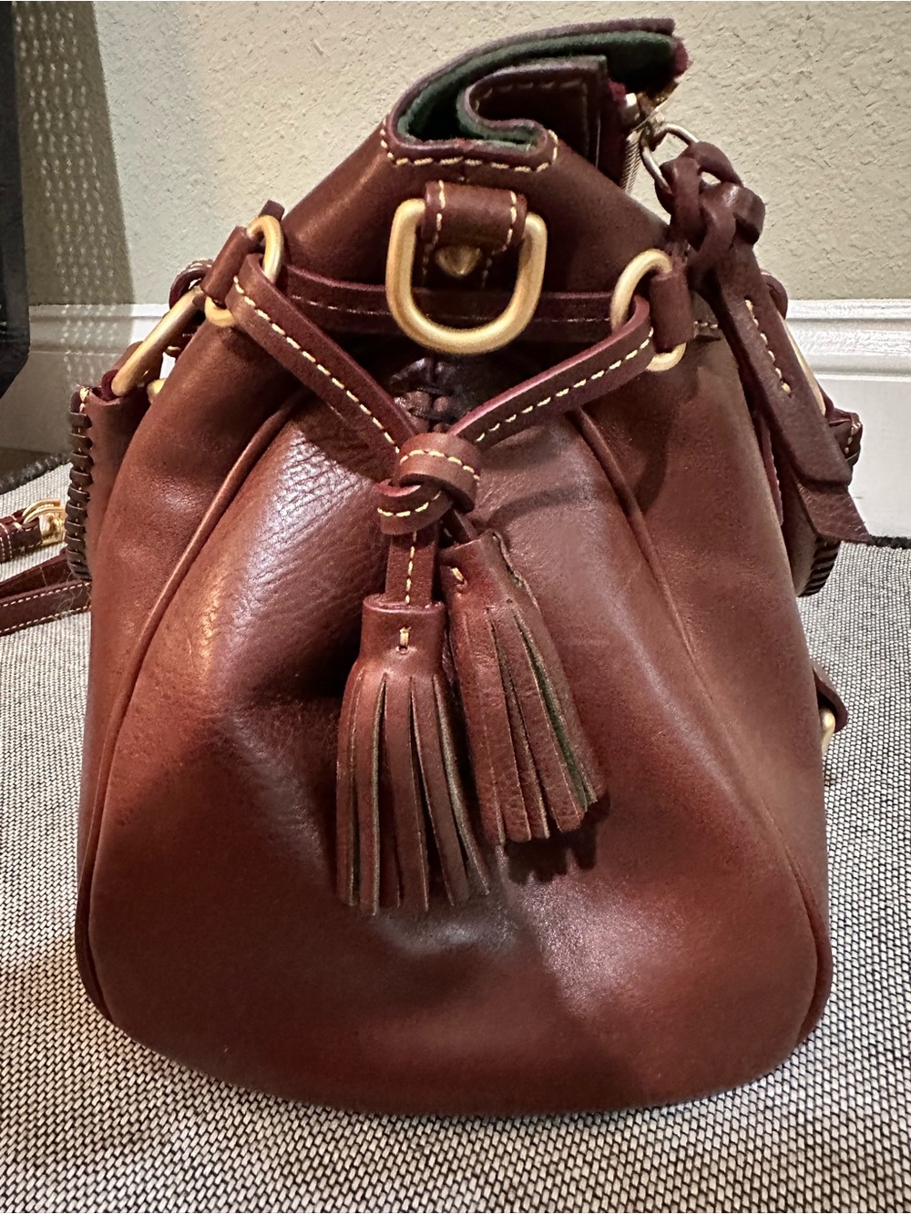 Dooney & Bourke Florentine Large Satchel Chestnut Leather Crossbody EUC - Picture 3 of 16